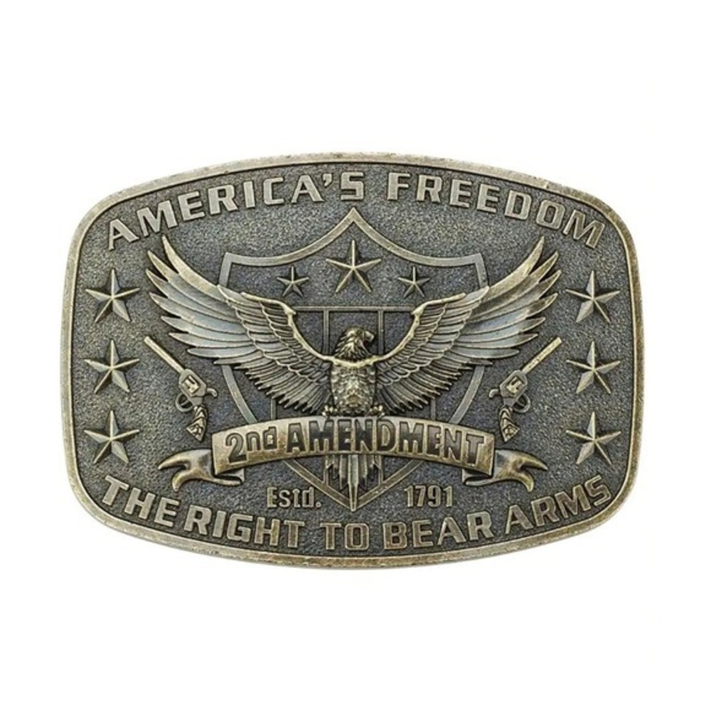 America's Freedom 2nd Amendment Belt Buckle - Bronze  - New‎